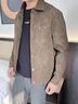 皮爾卡丹（pierre cardin）春秋季夾克男2025新款痞帥潮牌感翻領(lǐng)麂皮春裝上衣服男士外套男裝 咖色 XL 125-140斤 曬單實拍圖