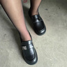 勤記大碼女鞋40-43寬胖腳樂福鞋真皮小皮鞋英倫風黑色職業(yè)工作鞋 黑色(323-17) 39 曬單實拍圖
