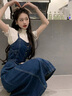 唐菓蜜牛仔背帶裙女夏季2024新款女裝奶系減齡學(xué)院風(fēng)學(xué)生顯瘦連衣裙夏天 米白上衣+牛仔背帶裙 M 曬單實(shí)拍圖
