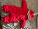 童泰秋冬季加厚婴儿衣服3月-2岁宝宝夹棉对开拉链连帽外出连体哈衣 红色 66cm 实拍图