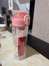 富光雙層玻璃杯車(chē)載茶杯彈跳蓋男女士便攜一鍵開(kāi)啟玻璃情侶水杯G1615 粉紅色  G2143-300ml 曬單實(shí)拍圖