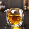 益馨榮 功夫茶具配件零配 耐熱玻璃公杯 公道杯 玻璃茶海分茶杯 茶濾茶 雙層公道杯200ml+茶漏 曬單實(shí)拍圖