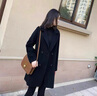妤遇（YUUZYUUS）品牌女裝雙面羊絨大衣女2025秋冬新款韓版顯瘦氣質(zhì)中長(cháng)款毛呢外套 黑色（不起球） M 曬單實(shí)拍圖