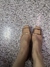 NINE WEST/玖熙高跟鞋粗跟新款真皮通勤方頭金屬扣女士單鞋 杏色 36 曬單實(shí)拍圖