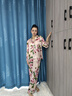 法奈蜜真絲睡衣女長袖套裝 100%桑蠶絲女士高檔秋冬季媽媽款印花家居服 玫瑰粉 XXL（100%桑蠶絲） 曬單實(shí)拍圖