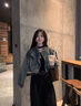 YOMC帥氣牛仔機(jī)車服外套女2024新款春秋復(fù)古寬松短款長袖夾克上衣ins 牛仔外套 M 曬單實(shí)拍圖