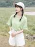 名創(chuàng)優(yōu)品（MINISO）短袖2025新款女夏季胖mm大碼顯瘦寬松女裝純棉半袖夏天正肩女t恤 果綠色(嗨皮熊仔胸標(biāo)) L 165 (顯瘦 遮肚子) 曬單實(shí)拍圖