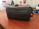 VOYJOY維至洗漱包男高品質(zhì)雙拉鏈皮革便攜手拎收納包出差旅行用品包T575 云墨黑(超纖皮） 曬單實(shí)拍圖