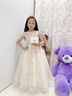 乖奇奇女童高端禮服公主裙花童婚紗小女孩婚禮兒童主持人鋼琴演奏演出服 香檳色無(wú)袖長(cháng)款 130 曬單實(shí)拍圖