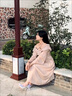 閃動(dòng)少女（SHANDONGSHAONV）氣質(zhì)絕美連衣裙夏法式大方優(yōu)雅一字領(lǐng)露肩女設計感小眾溫柔 灰藕色連衣裙 XS （建議80-95斤） 曬單實(shí)拍圖