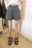 茹軒灰色西褲短褲女夏運動(dòng)薄款2024年新款寬松高腰a字休閑闊腿熱褲子 灰色 M 曬單實(shí)拍圖