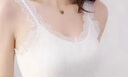 莫代爾 白色黑色螺紋蕾絲吊帶背心女薄款無(wú)袖打底衫內搭外穿V領(lǐng)女上衣 (126#花邊) 純白 L 建議100-110斤 曬單實(shí)拍圖