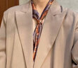厲山男士絲巾真絲圍脖小方巾西裝襯衫領(lǐng)口巾脖子西服領(lǐng)巾商務(wù)薄款圍巾 迷幻腰果花-焦糖 曬單實(shí)拍圖