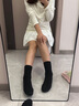 耐爾襪子女春秋款麻花女士長襪堆堆襪秋冬中筒襪氣質(zhì)純色冬季女襪 黑色 2雙 曬單實拍圖