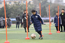 卡爾美（KELME）冬季兒童運動棉服中長款足球訓練保暖連帽棉衣外套 深藍/白 140 曬單實拍圖