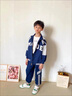 G.DUCKKIDS兒童裝男童春秋裝套裝2025新款中大童秋季休閑外套運(yùn)動(dòng)褲兩件套 藏青色【MADE】?jī)杉?160 【適合身高145-155厘米 曬單實(shí)拍圖