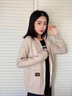 羅蒙（ROMON）羊毛衫女秋冬新款寬松加厚連帽毛衣外套休閑百搭外穿針織開(kāi)衫上衣 米色 M 小碼 100-125斤 曬單實(shí)拍圖