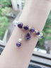 初享（CHUXIANG） 紫色水晶手鏈女森系冷淡風(fēng)輕奢復古轉運手串閨蜜姐妹飾品38節禮物 紫色水晶+水滴吊墜GSF-A07-101 曬單實(shí)拍圖