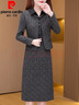 皮爾卡丹（pierre cardin）小香風(fēng)套裝連衣裙女2025新款氣質(zhì)端莊大氣貴夫人千鳥(niǎo)格套裝針織 灰色(兩件) XL 曬單實(shí)拍圖