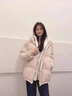 羽絨棉服少女冬裝初中高中學(xué)生假兩件連帽面包服加厚棉襖棉衣外套 米白色 M 曬單實(shí)拍圖