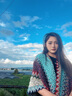 CHANEELR & KARITH民族風(fēng)披肩穿搭新疆西藏針織斗篷披風(fēng)云南麗江川西旅游外搭圍巾女 湖藍色 曬單實(shí)拍圖