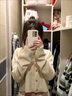 矜持范針織衫女秋季毛衣外套女寬松2025新款慵懶風寬松短款長袖純色百搭 杏色 均碼 曬單實拍圖
