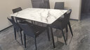 廣巢（GUANGCHAO）餐桌意式極簡(jiǎn)大理石餐桌輕奢長(cháng)方形灰鈦拉絲不銹鋼腳家用餐桌椅A 1.8米大理石餐桌 加厚石面+灰鈦拉絲不銹鋼桌腳 曬單實(shí)拍圖
