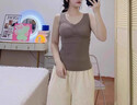 莫代爾保暖背心內(nèi)衣女帶胸墊秋冬季新款低領(lǐng)上衣德絨發(fā)·熱打底衫加絨 咖啡色-單件 XL (適合120-140斤) 曬單實(shí)拍圖