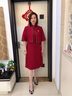 羅蒙（ROMON）媽媽裝秋裝連衣裙丈母娘中長款裙子喜婆婆婚宴時尚禮服中老年女裝 紅色 XL 建議105斤以內(nèi) 曬單實拍圖