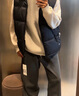 鴨鴨新款秋冬季輕薄羽絨服男冬馬甲男士短款立領(lǐng)男款保暖背心PG 黑色 L 曬單實(shí)拍圖