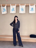 玖姿·安娜蔻美式休閑原色天絲新疆棉闊腿褲牛仔褲女2024冬款 深藍 S 曬單實拍圖