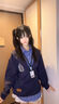 S·J·V·K韓系學(xué)院風(fēng)拼接格子襯衫假兩件連帽衛(wèi)衣女秋冬加絨加厚外套上衣潮 藏青色【秋冬加絨】 M （適合80-100斤） 曬單實(shí)拍圖