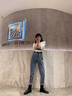 Jret加絨加厚哈倫牛仔褲女2025年秋冬季梨形身材顯瘦小個(gè)子高腰老爹褲 [加絨]520藍(lán)灰 29 建議110-120斤 曬單實(shí)拍圖
