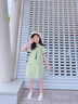 小咕嘟熊童裝女漢服女童唐裝夏裝六一兒童公主裙旗袍女孩中國風(fēng)女童連衣裙 綠色 130 曬單實(shí)拍圖