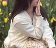 楓顧藍針織開(kāi)衫女春秋2024新款薄款長(cháng)款麻花毛衣寬松慵懶風(fēng)bf日系復古設 杏色 S 曬單實(shí)拍圖