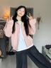 DXOT粉色翻領獨特超好看外套女裝2025新款春秋美式復古棒球服休閑夾克 【粉紅色】 M 45-55kg 曬單實拍圖