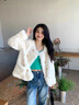 艾珠兒羊羔毛外套女裝秋冬季新款韓版小香風寬松加厚短款皮毛一體毛絨 白色 S 曬單實拍圖