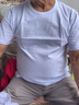 fons 男士汗衫純棉中老年圓領(lǐng)短袖休閑寬松加肥加大碼全棉老頭衫老人衫打底春夏季 白色 100/XL 曬單實(shí)拍圖