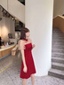 確不凡訂婚衣服女平?？纱┢炫劬淳品履?023款夏季禮服紅色連衣裙氣質(zhì) 酒紅色 L 曬單實(shí)拍圖