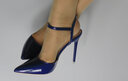 彩姿蓮高跟涼鞋女新款細跟尖頭高跟鞋性感淺口高跟單鞋女 藍色 37 曬單實(shí)拍圖