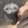 恩爾美（nRMEi）咖啡攪拌杯316材質(zhì)全自動(dòng)攪拌杯子咖啡杯便攜保溫杯辦公室杯子 【耀石黑/透明蓋】 400ml 曬單實(shí)拍圖