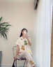 達爾麗睡衣女年夏季新款舒適棉短袖長(cháng)褲花卉印花薄款開(kāi)衫家居服套裝 T8221105-038-黃色 L【建議體重100-120斤】 曬單實(shí)拍圖