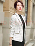 宜惜綺 短款小西裝外套女春秋款2022秋季新款小香風(fēng)格子小西服女上衣小個(gè)子職業(yè)裝女士工作服 白色 M 曬單實(shí)拍圖