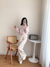 子牧棉麻春裝 女文藝闊腿褲休閑褲高腰垂感大腳褲子垂墜寬松長(cháng)褲1119 米白色 M(建議95-115斤) 曬單實(shí)拍圖