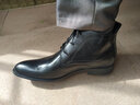 VQGT春季英倫男靴尖頭皮靴正裝高幫皮鞋短靴潮男馬丁靴子系帶 黑色 偏大一碼 39 曬單實(shí)拍圖