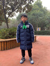 卡爾美（KELME）冬季兒童運(yùn)動棉服中長款足球訓(xùn)練保暖連帽棉衣外套 深藍(lán)/白 160 曬單實(shí)拍圖