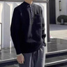 京西藍(lán)靛2024春秋700g重磅7針圓領(lǐng)毛衣男寬松大碼純色百搭針織衫上衣 黑色【700克】 L 體重130-145斤 曬單實(shí)拍圖