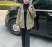川朗短外套女休閑2025春秋季新款女裝百搭韓版寬松顯瘦女士小個子風(fēng)衣 草綠色 M （110斤-125斤） 曬單實拍圖