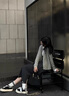 妃莉杋（FeiLiFan）針織連衣裙女裝新款2024秋季茶系穿搭一整套減齡時尚開衫裙子套裝 灰色毛衣+灰色半身裙 M【90-100斤】 曬單實拍圖