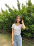 嘉麗薇短袖t恤女夏季新款內(nèi)搭純色緊身打底修身顯瘦百搭洋氣ins圓領上衣 經(jīng)典圓領-白色 L （建議100-112斤） 曬單實拍圖
